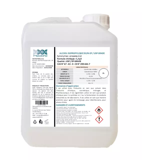 Alcool Isopropylique Ep / Usp Grade 99,9% - 2L