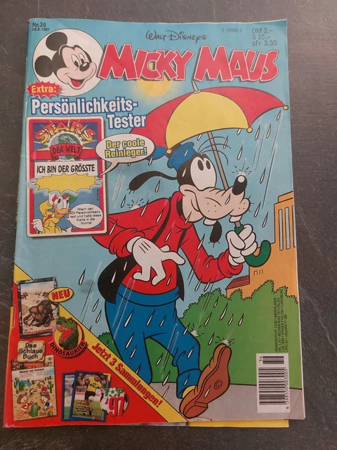 Micky Maus Comic Heft 36 1997 Mit Beilage Persönlichkeitstester Fußballbilder