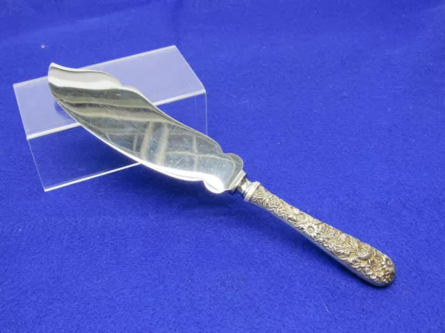 S Kirk Son Sterling Silver Ice Cream Knife Slicer Repousse Antique 11" Cake