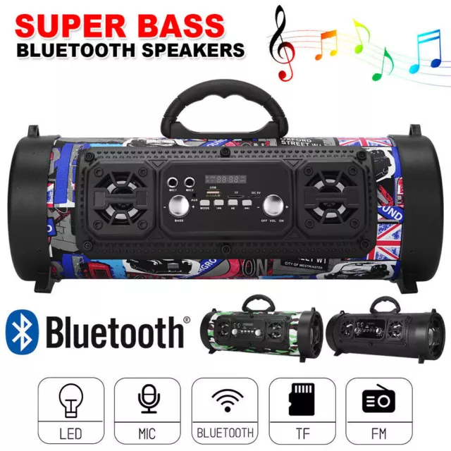 Wireless Bluetooth Portable Speakers Stereo Bass USB/TF/ Radio Outdoor Subwoofer