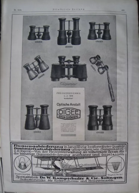 Originalwerbung Reklame 1918 OIGEE Optische Anstalt Berlin-Schöneberg XL