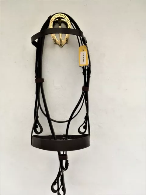 **Sale** Premium Leather Hunter Bridle With 1.5" Noseband Billet Ends Free Reins