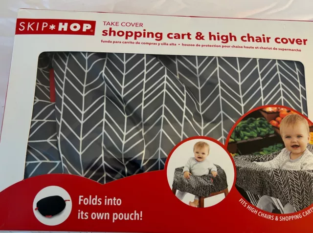 Skip Hop 2-in-1 Shopping Cart and High Chair Cover, Dark Grey & White ~ NEW