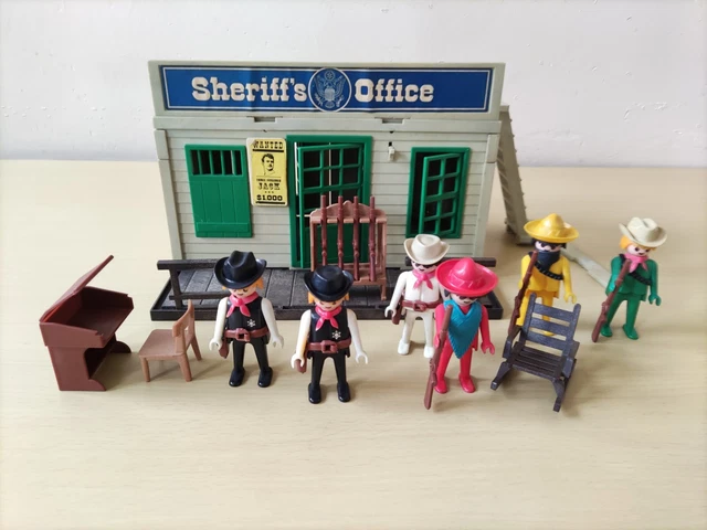 Gros Lot PLAYMOBIL Vintage 3423-B – Western – Bureau Du Shérif, Prison, Bâtiments – Complet Années 1980