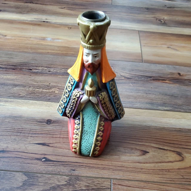VINTAGE 1973 NORCREST Kneeling Wiseman Candle Holder Made in Japan 12