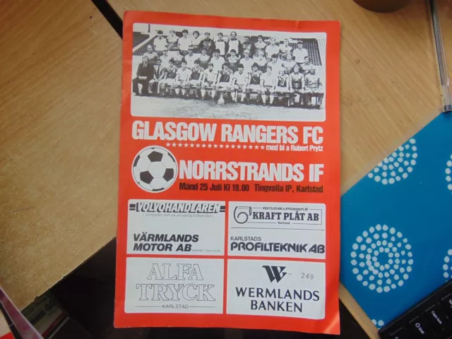 Friendly Early 1980s Norrstrands IF Sweden v Glasgow Rangers