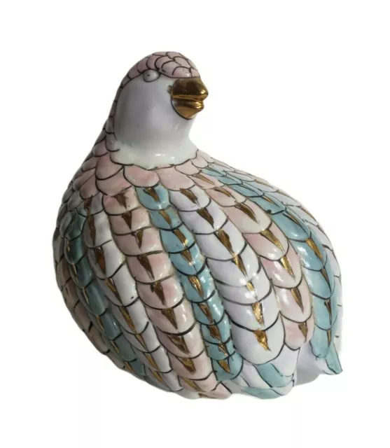 Porcelain Partridge Quail Bird Figurine Ceramic HFP Macau Art Toyo Gold Trim