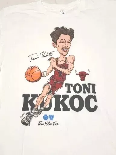 Toni Kukoc Chicago Bulls Shirt Mens Large White NBA Basketball 90s Champion HOF