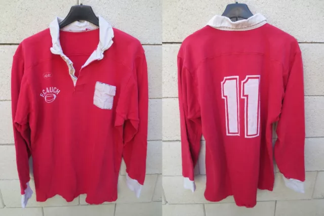 Maillot rugby FC AUCH vintage porté n°11 coton ancien collection L worn shirt