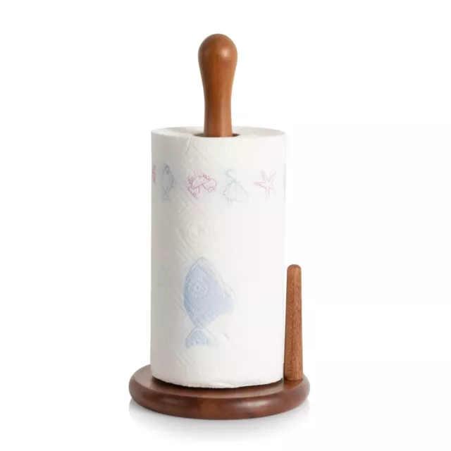 Wood Paper Towel Holder Countertop for Kitchen, Paper Towel Roll Organizer