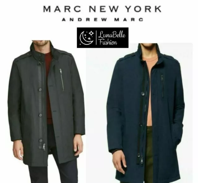 Marc New York Andrew Marc Men's Military Quilted Jacket Cullen Coat Blue & Black