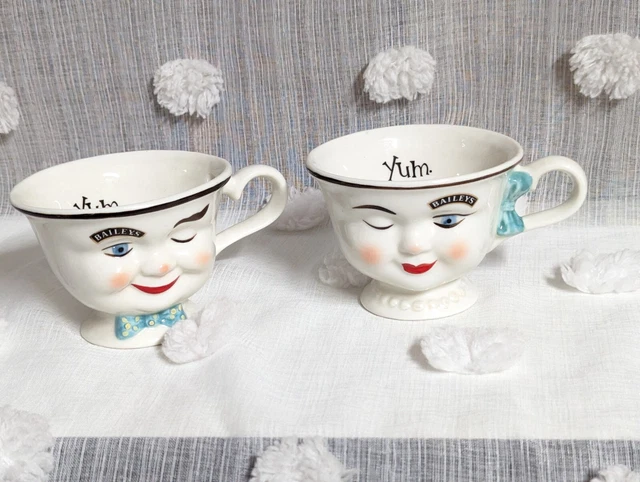 Vintage Bailey's Mr. & Mrs Wink Yum Coffee Cups~ LIMITED EDITION~ (Cr)