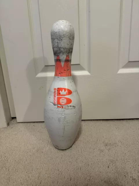 Vintage Brunswick Bowling Pin Plastic Coated WIBC ABC Max 15” Crown Neck Glow