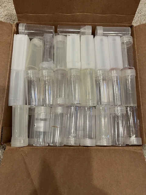 120 Assorted USED Quarter Round and Square Coin Tubes Holders