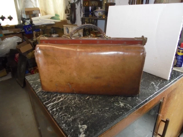 Ancien Sac De Médecin En Cuir Gladstone Bag Blairgowrie, Vintage Des Années 1900, Occasion