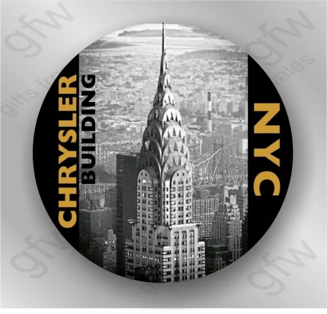 NYC Chrysler Building - Large Button Badge - 58mm diam
