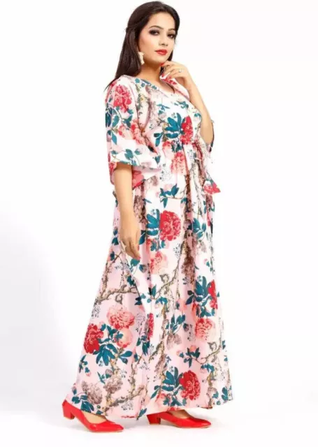 Robe Caftan longue florale pour femmes, Kaftan en coton imprimé, vêtements...