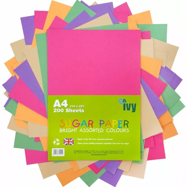 A4 SUGAR/ACTIVITY/CONSTRUCTION PAPER:100 SHEETS, 10 COLOURS COLLAGE CRAFT  OFFICE