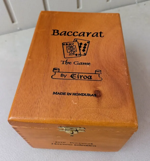 Baccarat By Eiroa The Game Vintage Wooden Cigar Box Dovetailed Hinged Lift Top
