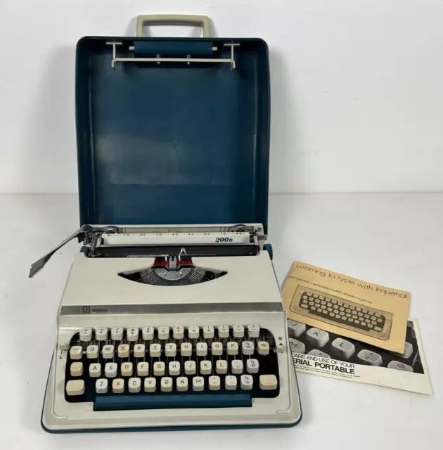 Vintage litton imperial 200n cream typewriter and case vgc