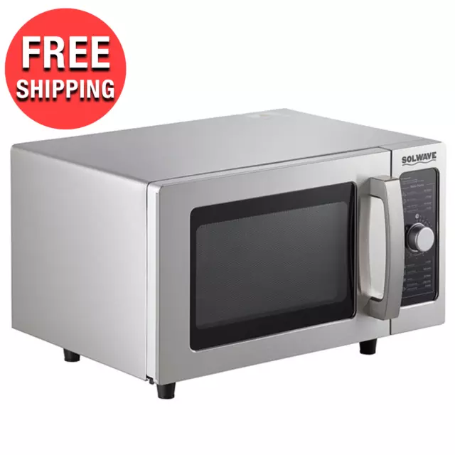 Stainless Steel Commercial Kitchen Restaurant Microwave with Dial Control 120V
