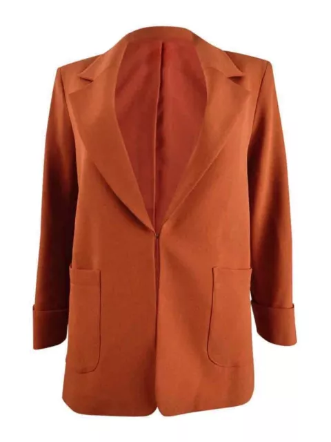 Tahari ASL Women's Kiss-Front Cuffed-Sleeve Blazer (4, Orange Spice)