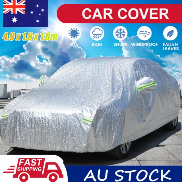 Large Car Cover Waterproof Aluminum 3 Layer UV Dust Hail Resitant Universal Size