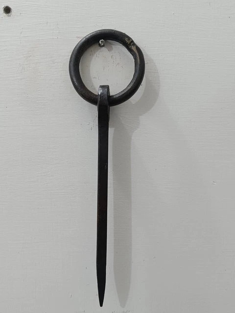 Antique Wrought Iron Tethering Ring on Pin Meat Beam Game Hook 3