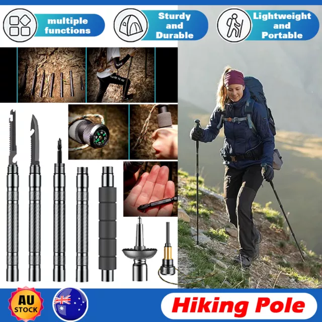 Trekking Poles Multi-Function Collapsible Lightweight Stick Walking Hiking Stick