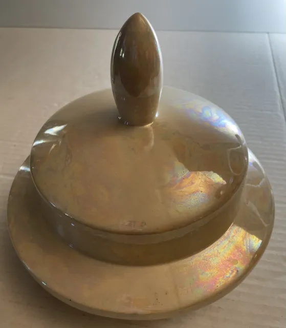 Lusterware Urn Vase LID ONLY Pearl Iridescent Ceramic W/Glaze 6 1/4” Tall