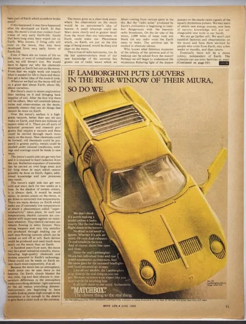 1969 Matchbox #33 Lamborghini Miura Closest Thing To Real Vintage Color Print Ad