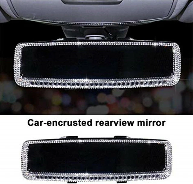 Bling Rhinestone Car Rear View Mirror for Women Rhinestone Car Mirror Cover Trim