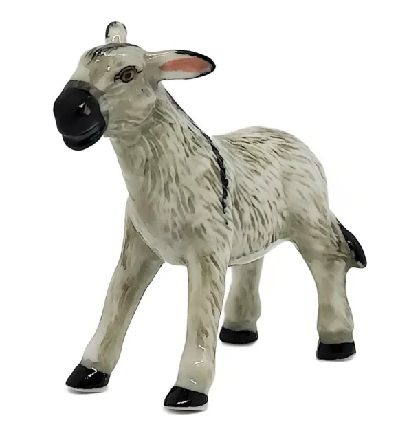 Donkey Figurine - Mule Porcelain Animal - Ceramic Miniature Hand Made and Painte