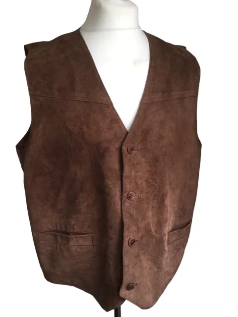 Vintage JOHN F. GEE Suede Leather Waistcoat Vest Brown Men's L