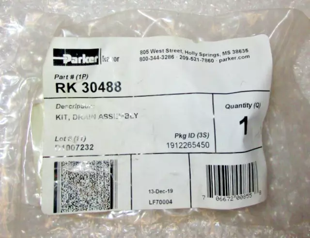 Racor RK30488 Drain Kit for 500/900/1000FG New