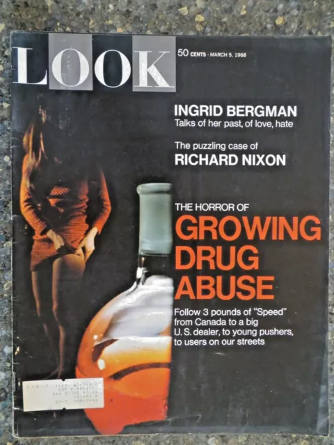 LOOK  MAGAZINE  March 5,1968   Ingrid Bergman  Richard Nixon  Growing Drug Abuse