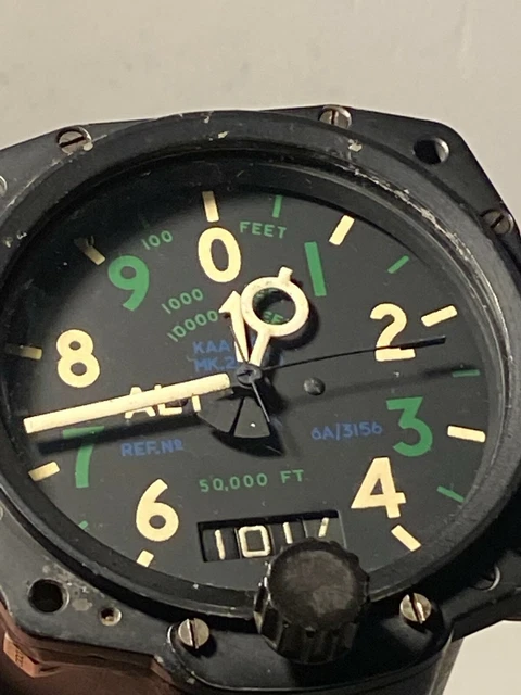 RAF MILITARY KELVIN & Hughes Aircraft Altimeter Ref No. 6A/3156 Hawker ...