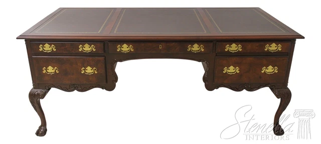 57327EC: HEKMAN Ball & Claw Mahogany Leather Top Executive Desk