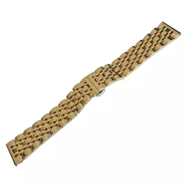 Men's Jubilee Full Mirror Straight Ends Watch Bracelet  Gold Plate 20mm Lug Ends