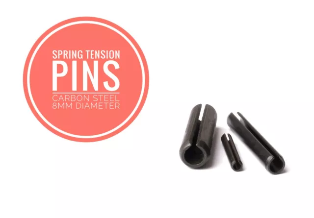 Slotted Spring Tension Pins Sellock Roll Pins Carbon Steel 8mm Diameter