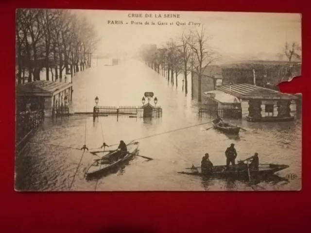 CPA 75 PARIS - Crue de la Seine - Porte de la Gare and Quai D'Ivry