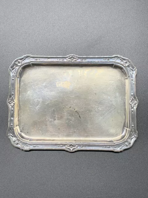 Ancien Petit Plateau A Carte En Argent Massif Poinçon Minerve Vintage French