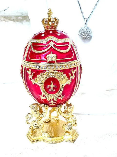 Fabergé egg Trinket & Silver Diamond Necklace Fabergé  Faberge Pendant  Fabergé