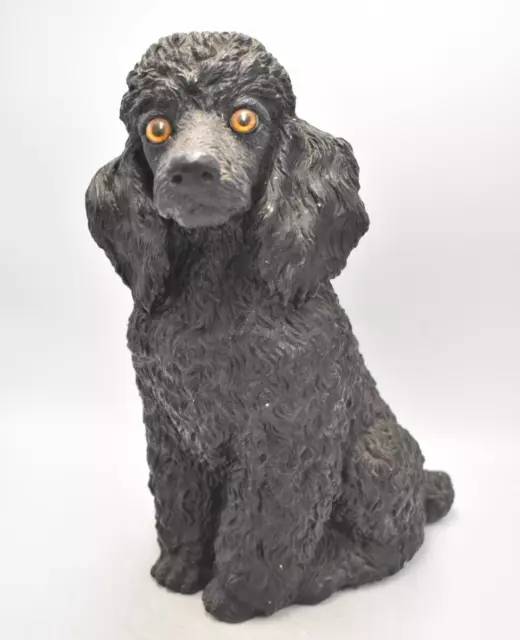 Vintage Black Poodle Dog Large Figurine Statue Ornament Door Stop Resin