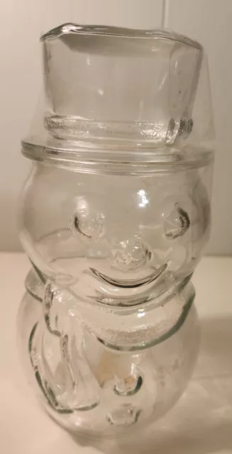 Vintage Libbey of Canada Clear Glass Snowman Container/Jar