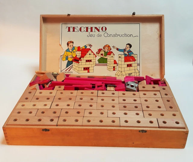 Ancien jeu de construction en bois, origine Ex-URSS