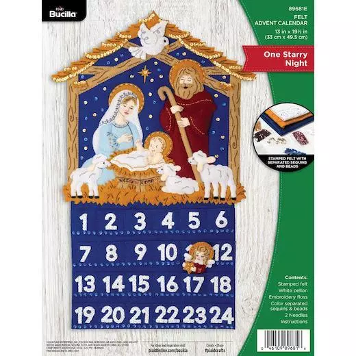 Bucilla Advent Calendar Felt Applique Kit - One Starry Night 89681E