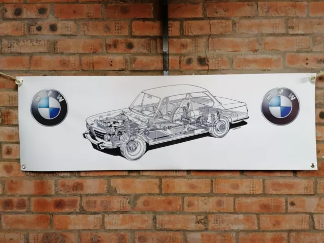 BMW 2002 tii e10 1602    large pvc  WORK SHOP BANNER garage