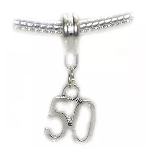 Number 50 Dangle Charm Bead for European Snake chain Charm Bracelet for Snake Ch