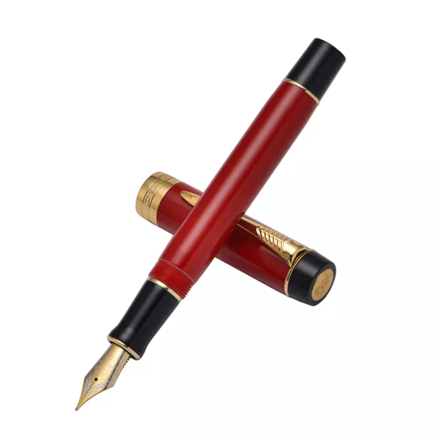 Jinhao 100 Dark Red Resin Fountain Pen Arrow Clip EF/F/M/Bent Nib Office Pen
